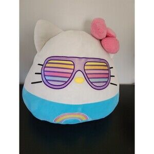 Giant 20" Squishmallows Hello Kitty Rainbow Sunglasses Sanrio Plush Jumbo Summer